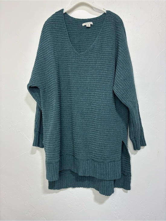 American Eagle Outfitters Sweaters - American Eagle Blue Teal Solid V-Neck Ribbed Knit Pullover Sweater Women's XS/S